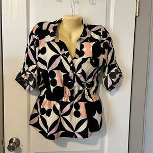 Alex & Parker Women's Colorblock Blouse Size L Multicolor Casual